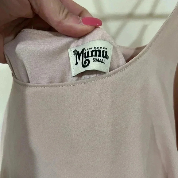 Show Me Your MuMu Caitlin Ruffle Maxi Dress Dusty Plush Crisp size small - Picture 7 of 9